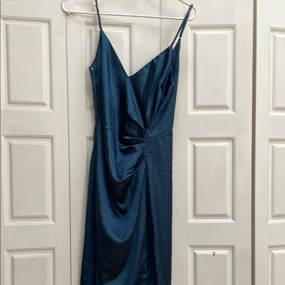 Lulus Dresses & Skirts - Lulu's Blue Slip Dress with Spaghetti Straps and Slit for Cocktail